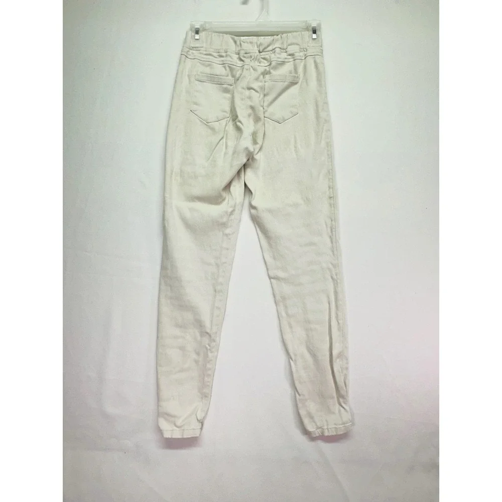 Umgee USA Cream Distressed Ladder Ruffle‎ Jeggings Skinny Pants Womens Small